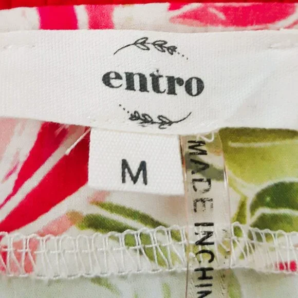 Entro Colorful Floral Ruffle Puff Sleeve Top M Boho Coquette - Picture 5 of 7